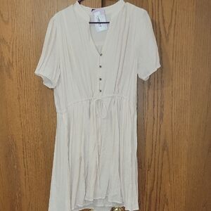 Elegant Cream Buttoned Mini Dress